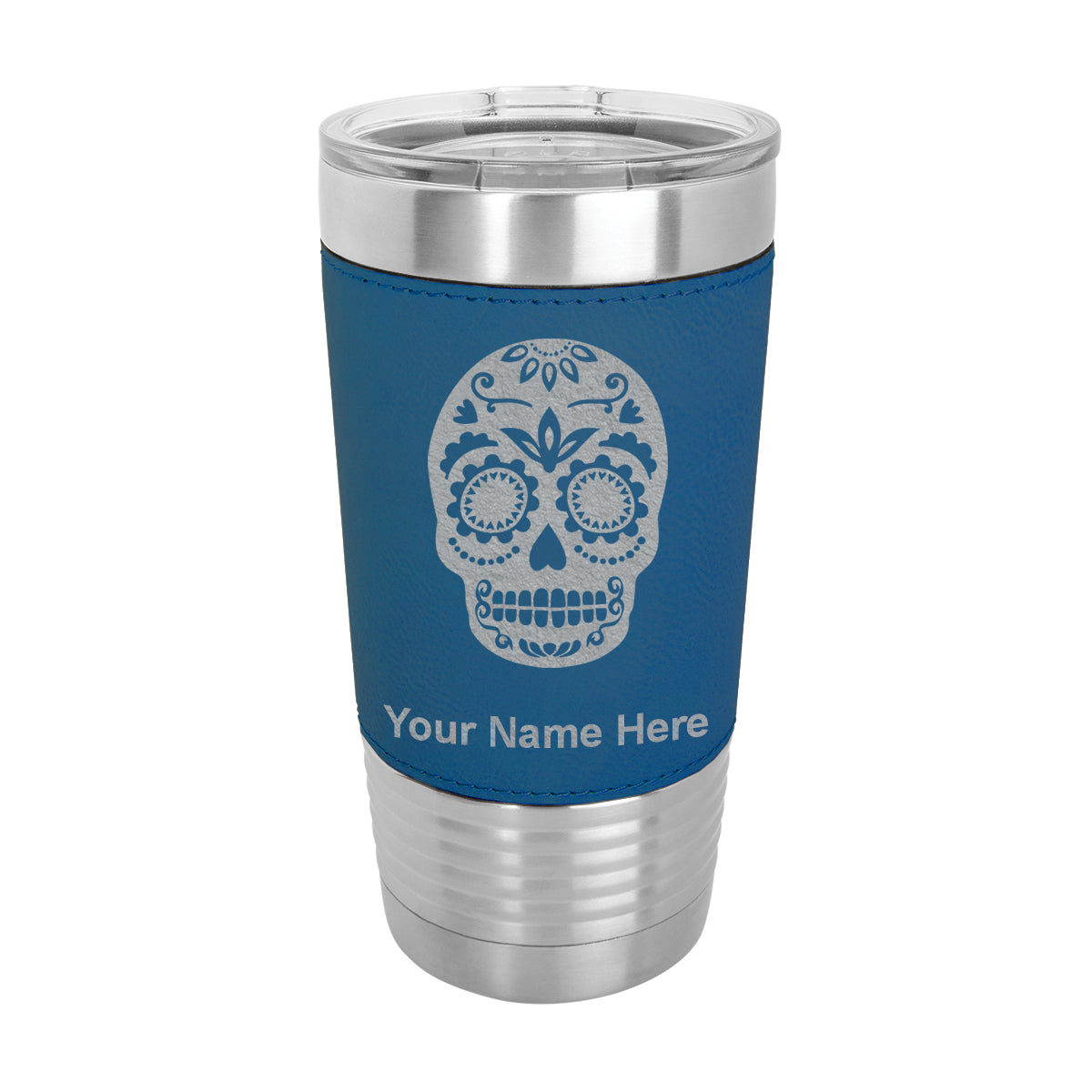 20oz Faux Leather Tumbler Mug, Day of the Dead, Personalized Engraving Included - LaserGram Custom Engraved Gifts