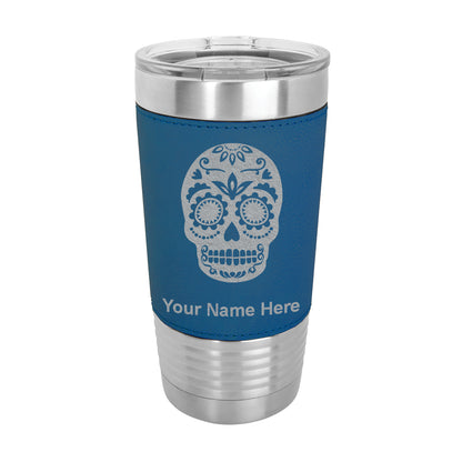 20oz Faux Leather Tumbler Mug, Day of the Dead, Personalized Engraving Included - LaserGram Custom Engraved Gifts