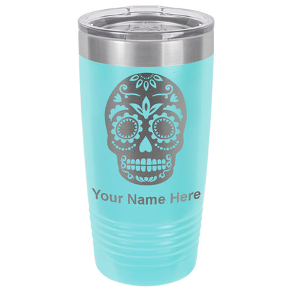 20oz Vacuum Insulated Tumbler Mug, Day of the Dead, Personalized Engraving Included