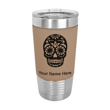 20oz Faux Leather Tumbler Mug, Day of the Dead, Personalized Engraving Included - LaserGram Custom Engraved Gifts