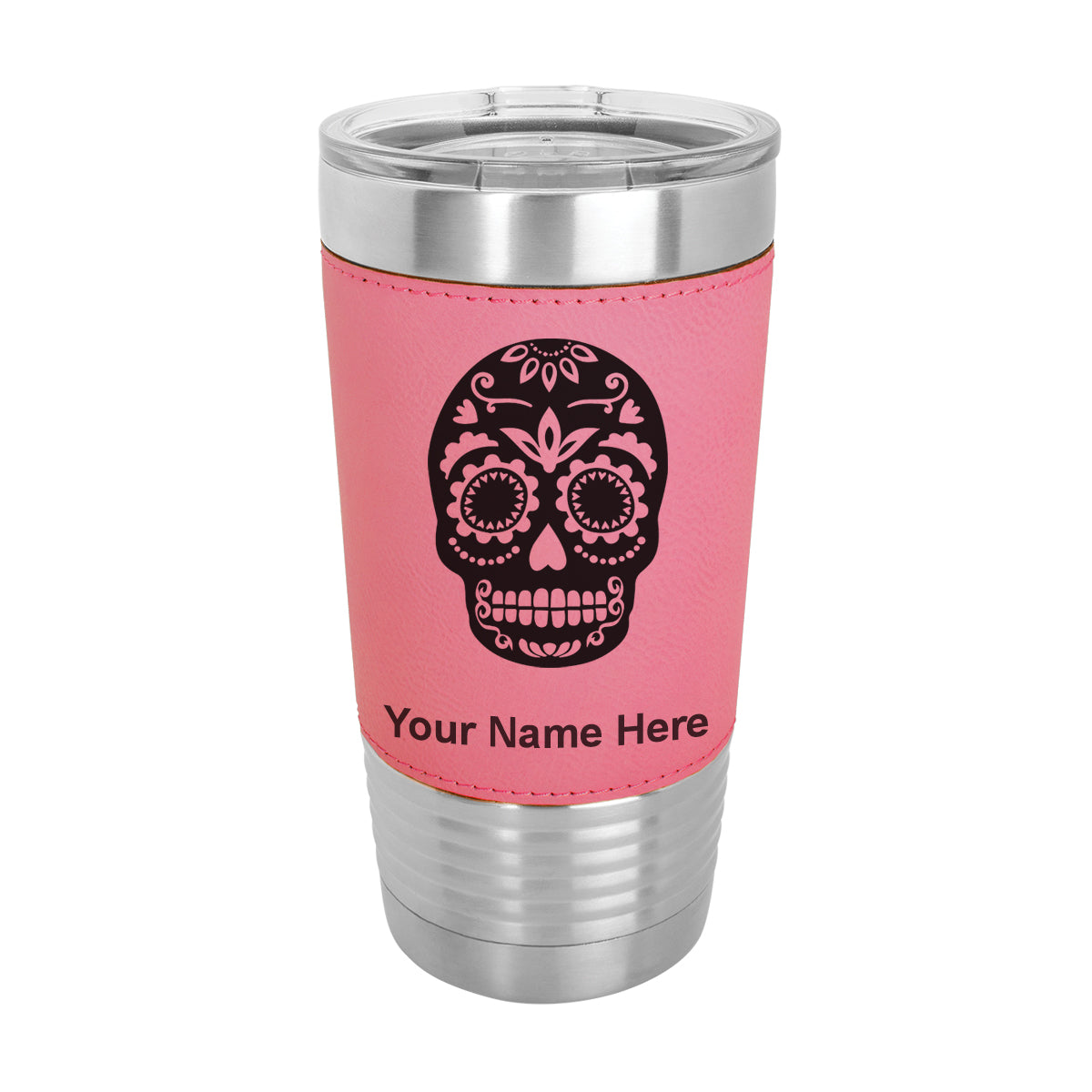 20oz Faux Leather Tumbler Mug, Day of the Dead, Personalized Engraving Included - LaserGram Custom Engraved Gifts