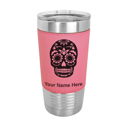 20oz Faux Leather Tumbler Mug, Day of the Dead, Personalized Engraving Included - LaserGram Custom Engraved Gifts