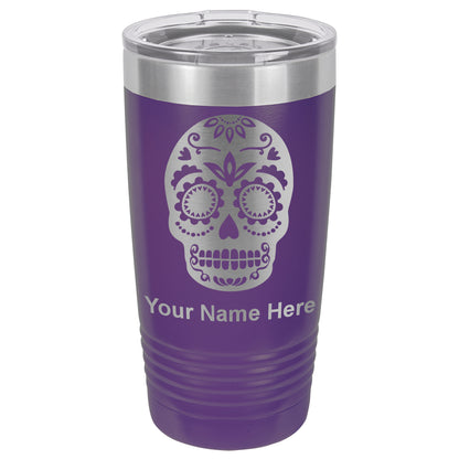 20oz Vacuum Insulated Tumbler Mug, Day of the Dead, Personalized Engraving Included
