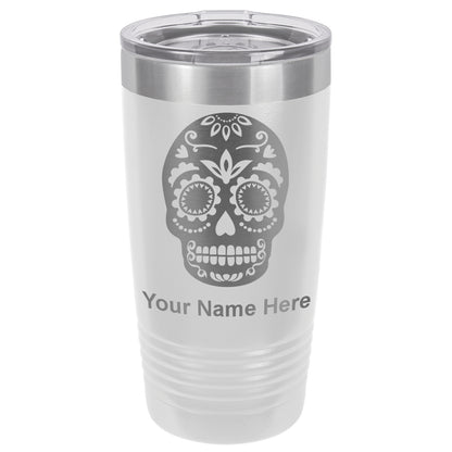 20oz Vacuum Insulated Tumbler Mug, Day of the Dead, Personalized Engraving Included