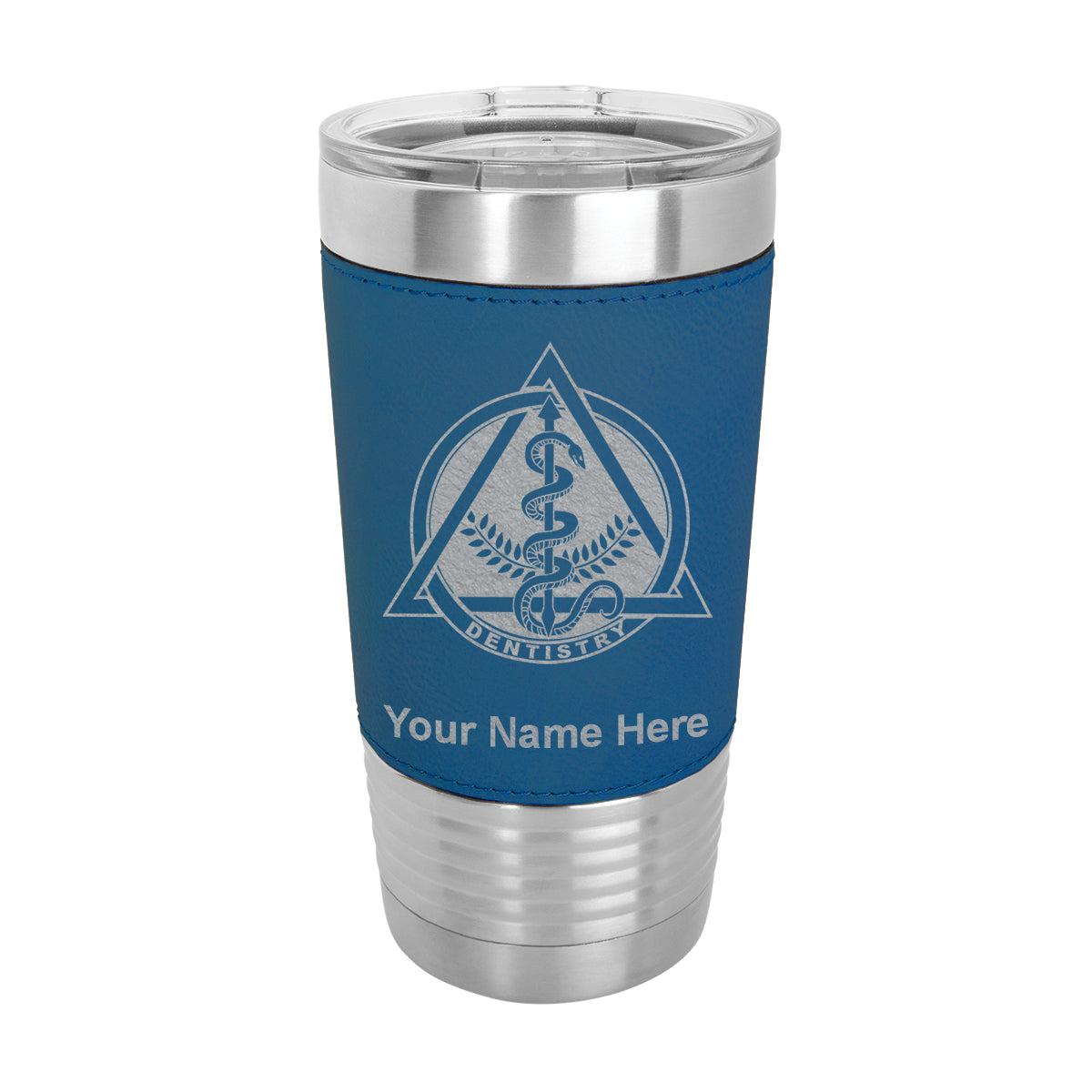 20oz Faux Leather Tumbler Mug, Dentist Symbol, Personalized Engraving Included - LaserGram Custom Engraved Gifts