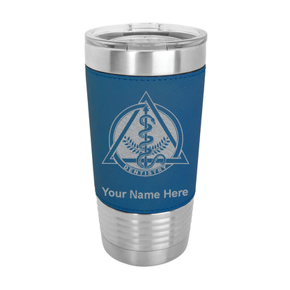 20oz Faux Leather Tumbler Mug, Dentist Symbol, Personalized Engraving Included - LaserGram Custom Engraved Gifts
