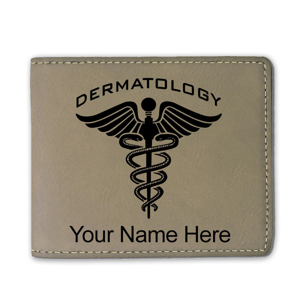 Faux Leather Bi-Fold Wallet, Dermatology, Personalized Engraving Included