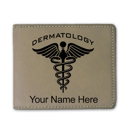 Faux Leather Bi-Fold Wallet, Dermatology, Personalized Engraving Included