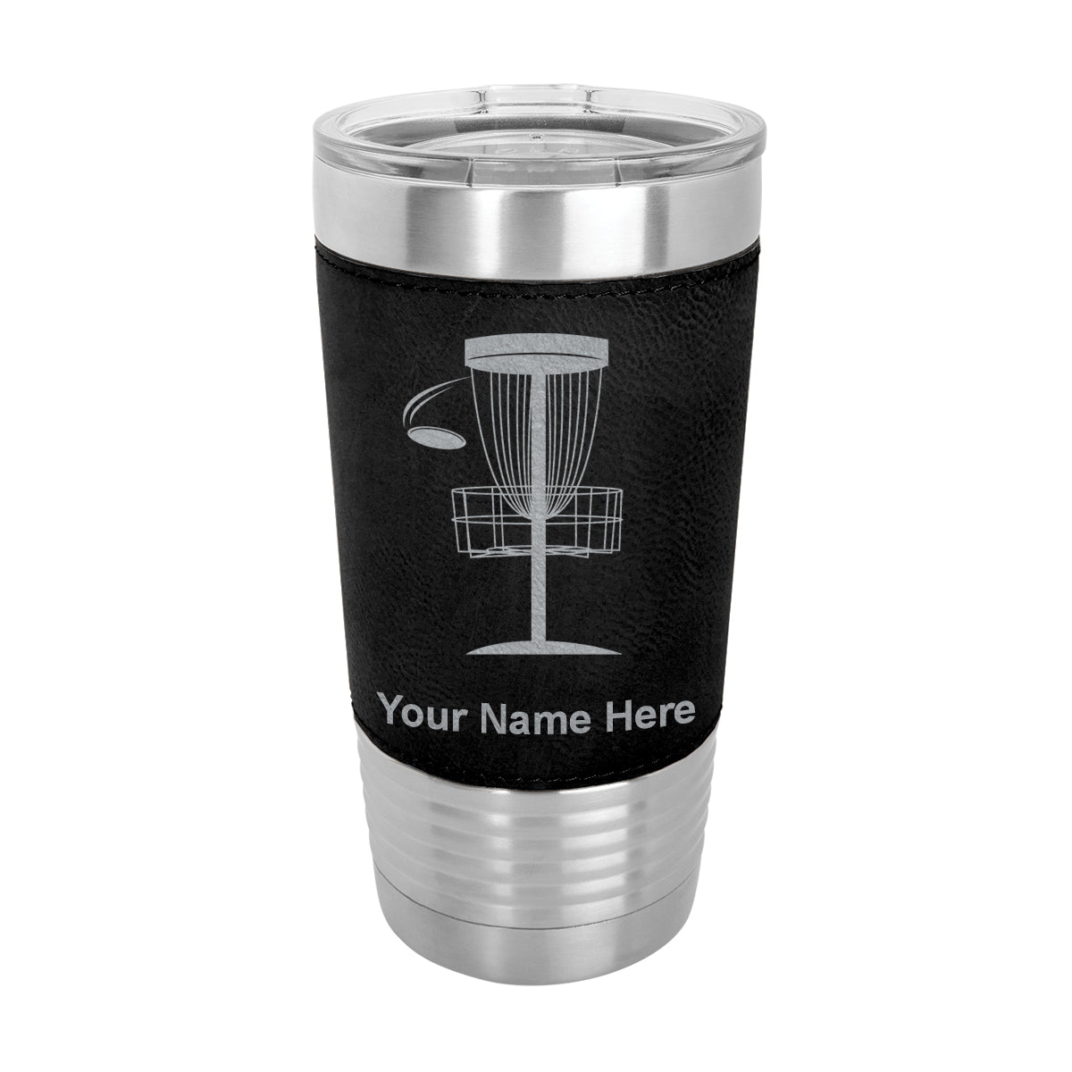 20oz Faux Leather Tumbler Mug, Disc Golf, Personalized Engraving Included - LaserGram Custom Engraved Gifts
