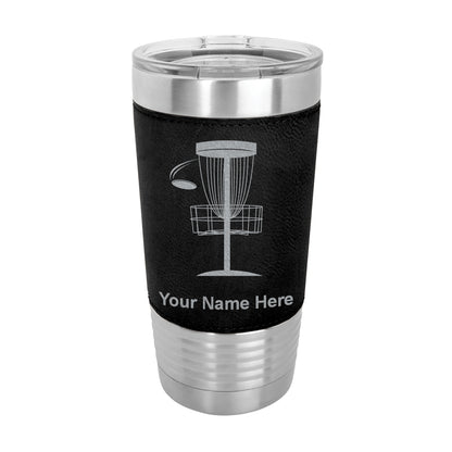 20oz Faux Leather Tumbler Mug, Disc Golf, Personalized Engraving Included - LaserGram Custom Engraved Gifts