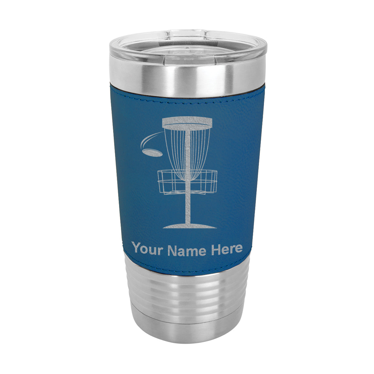 20oz Faux Leather Tumbler Mug, Disc Golf, Personalized Engraving Included - LaserGram Custom Engraved Gifts