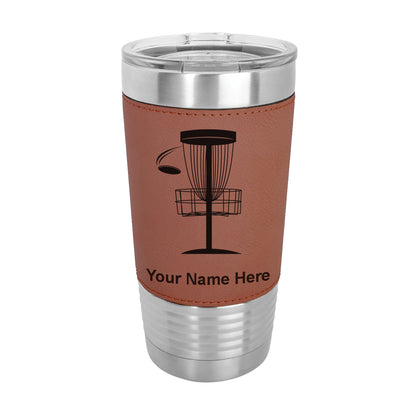 20oz Faux Leather Tumbler Mug, Disc Golf, Personalized Engraving Included - LaserGram Custom Engraved Gifts
