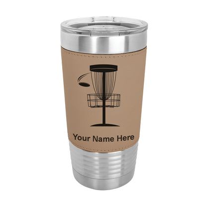 20oz Faux Leather Tumbler Mug, Disc Golf, Personalized Engraving Included - LaserGram Custom Engraved Gifts