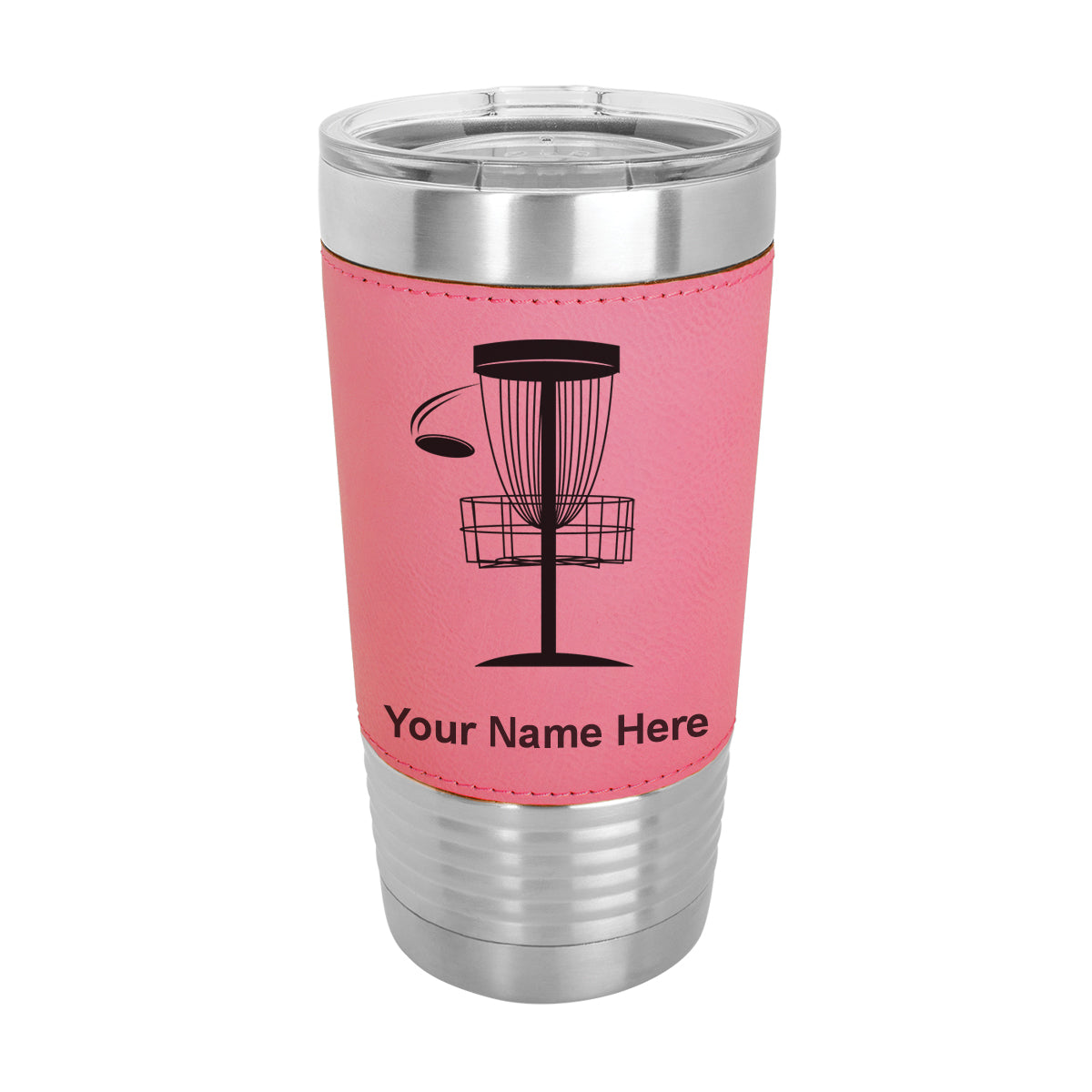 20oz Faux Leather Tumbler Mug, Disc Golf, Personalized Engraving Included - LaserGram Custom Engraved Gifts