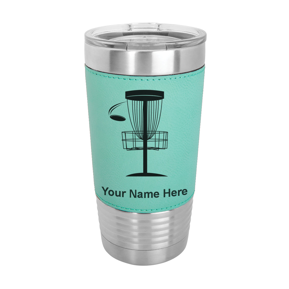 20oz Faux Leather Tumbler Mug, Disc Golf, Personalized Engraving Included - LaserGram Custom Engraved Gifts