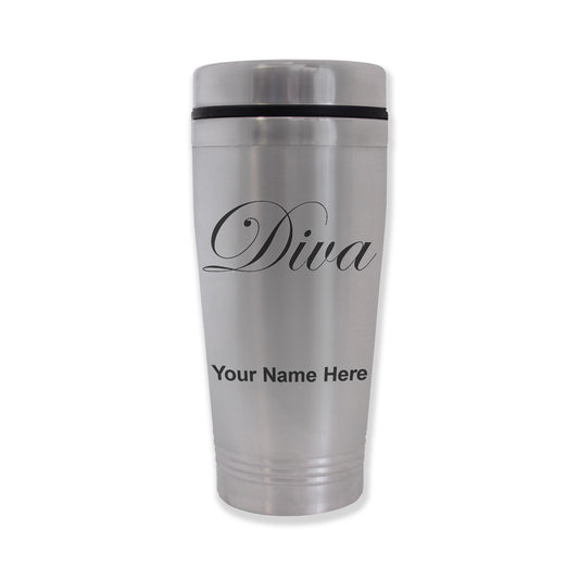 Commuter Travel Mug, Diva, Personalized Engraving Included