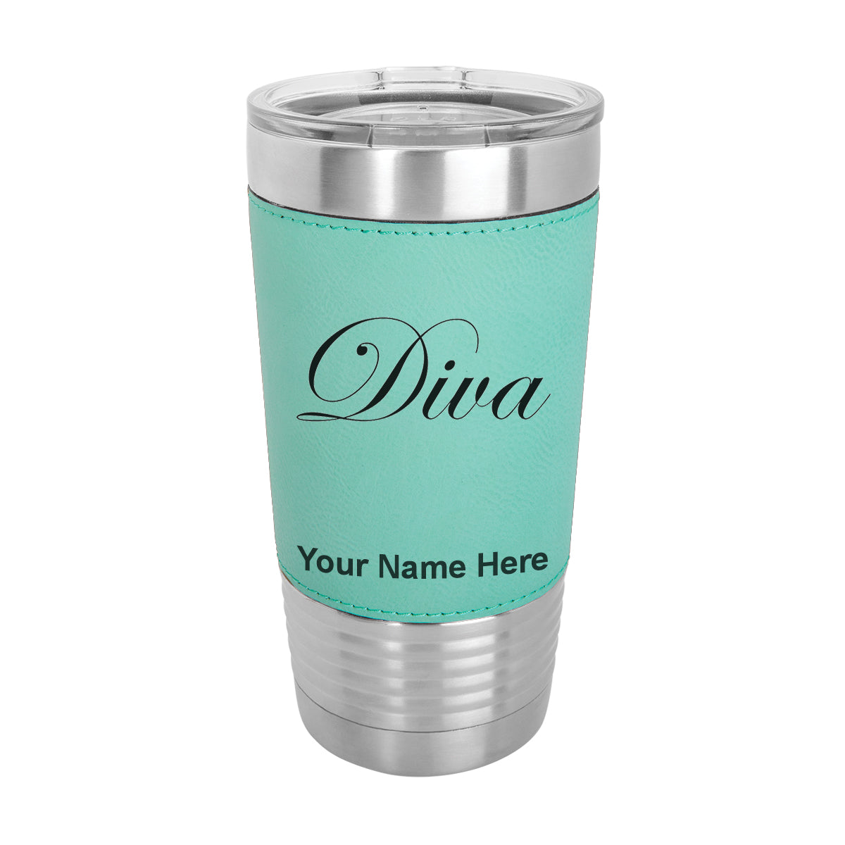 20oz Faux Leather Tumbler Mug, Diva, Personalized Engraving Included - LaserGram Custom Engraved Gifts