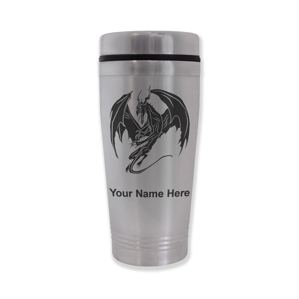 Commuter Travel Mug, Dragon, Personalized Engraving Included