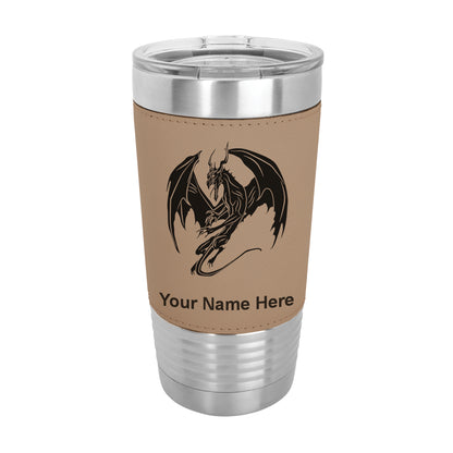 20oz Faux Leather Tumbler Mug, Dragon, Personalized Engraving Included - LaserGram Custom Engraved Gifts