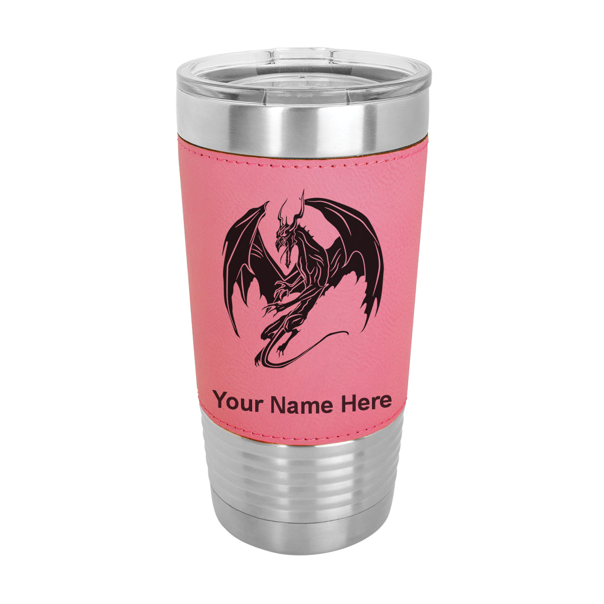 20oz Faux Leather Tumbler Mug, Dragon, Personalized Engraving Included - LaserGram Custom Engraved Gifts