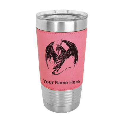 20oz Faux Leather Tumbler Mug, Dragon, Personalized Engraving Included - LaserGram Custom Engraved Gifts