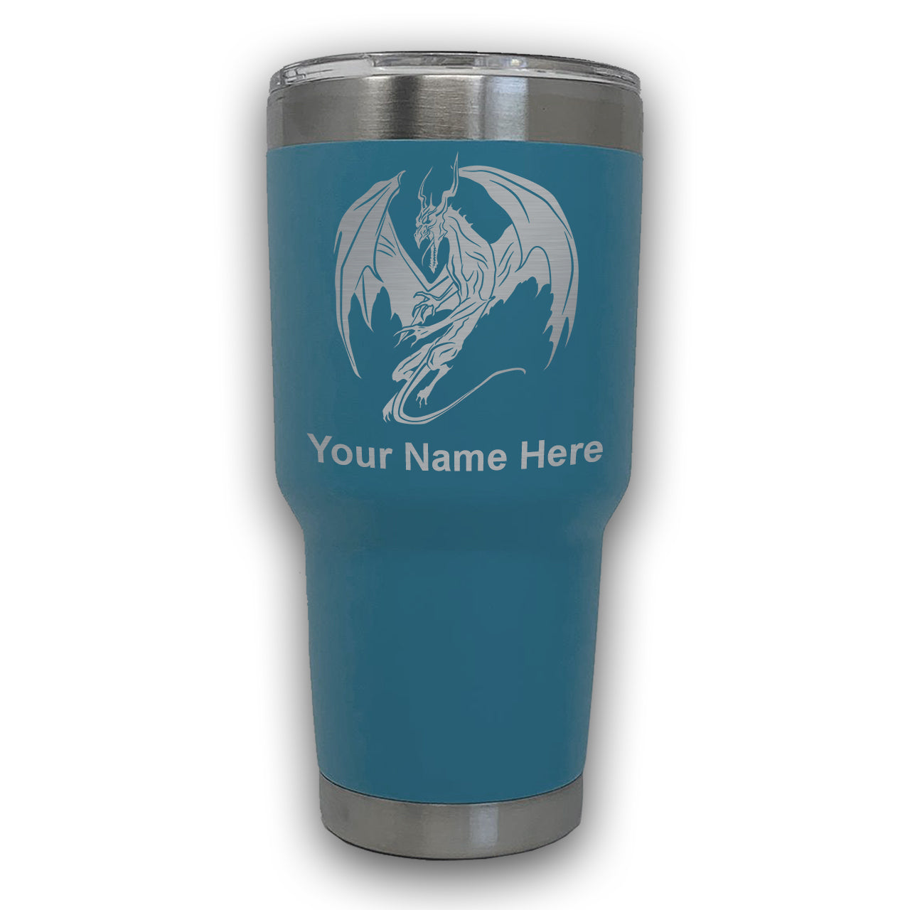 LaserGram 30oz Tumbler Mug, Dragon, Personalized Engraving Included