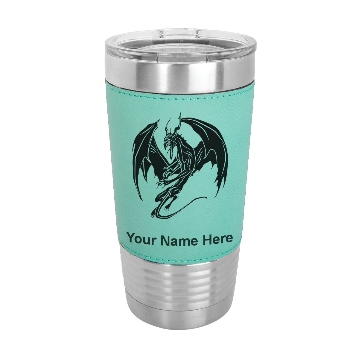 20oz Faux Leather Tumbler Mug, Dragon, Personalized Engraving Included - LaserGram Custom Engraved Gifts