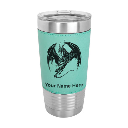 20oz Faux Leather Tumbler Mug, Dragon, Personalized Engraving Included - LaserGram Custom Engraved Gifts