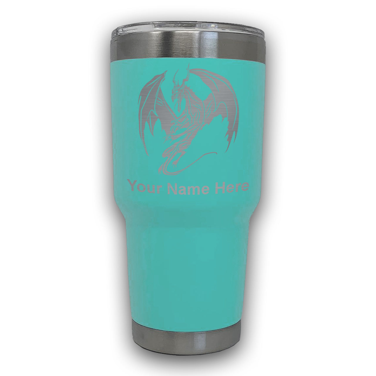 LaserGram 30oz Tumbler Mug, Dragon, Personalized Engraving Included