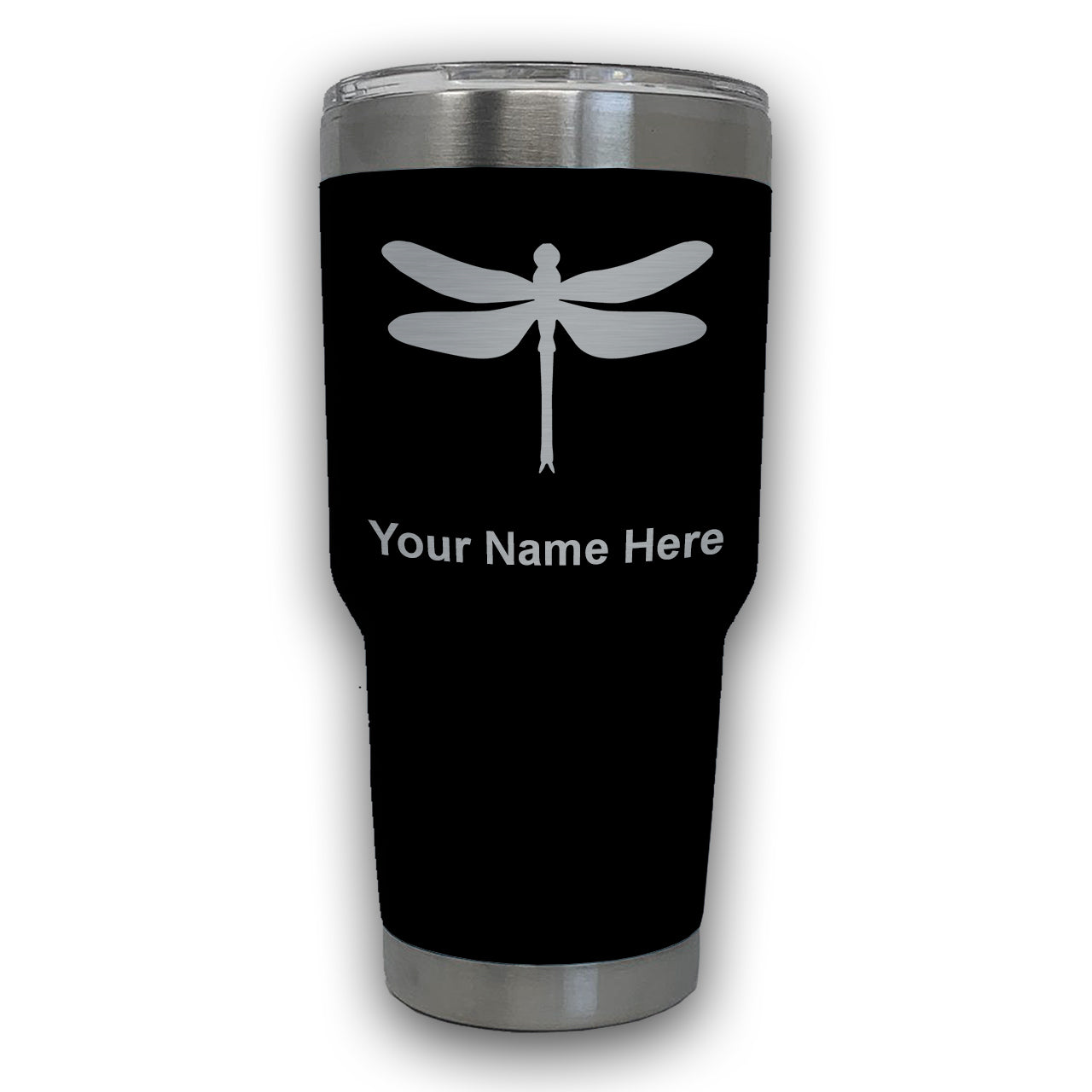 LaserGram 30oz Tumbler Mug, Dragonfly, Personalized Engraving Included