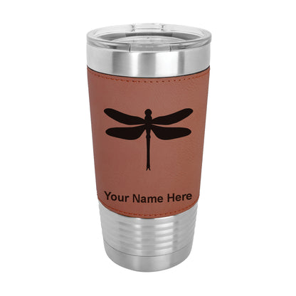 20oz Faux Leather Tumbler Mug, Dragonfly, Personalized Engraving Included - LaserGram Custom Engraved Gifts