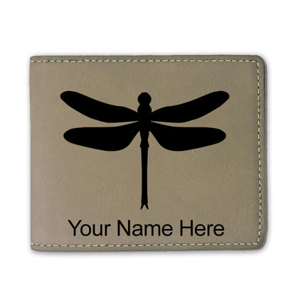 Faux Leather Bi-Fold Wallet, Dragonfly, Personalized Engraving Included