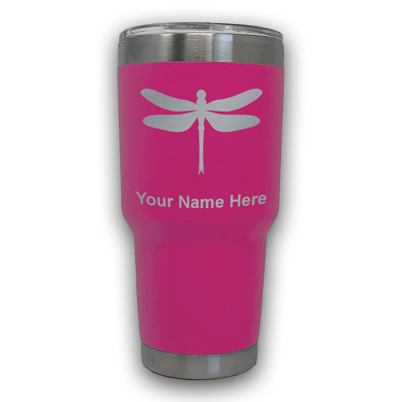 LaserGram 30oz Tumbler Mug, Dragonfly, Personalized Engraving Included