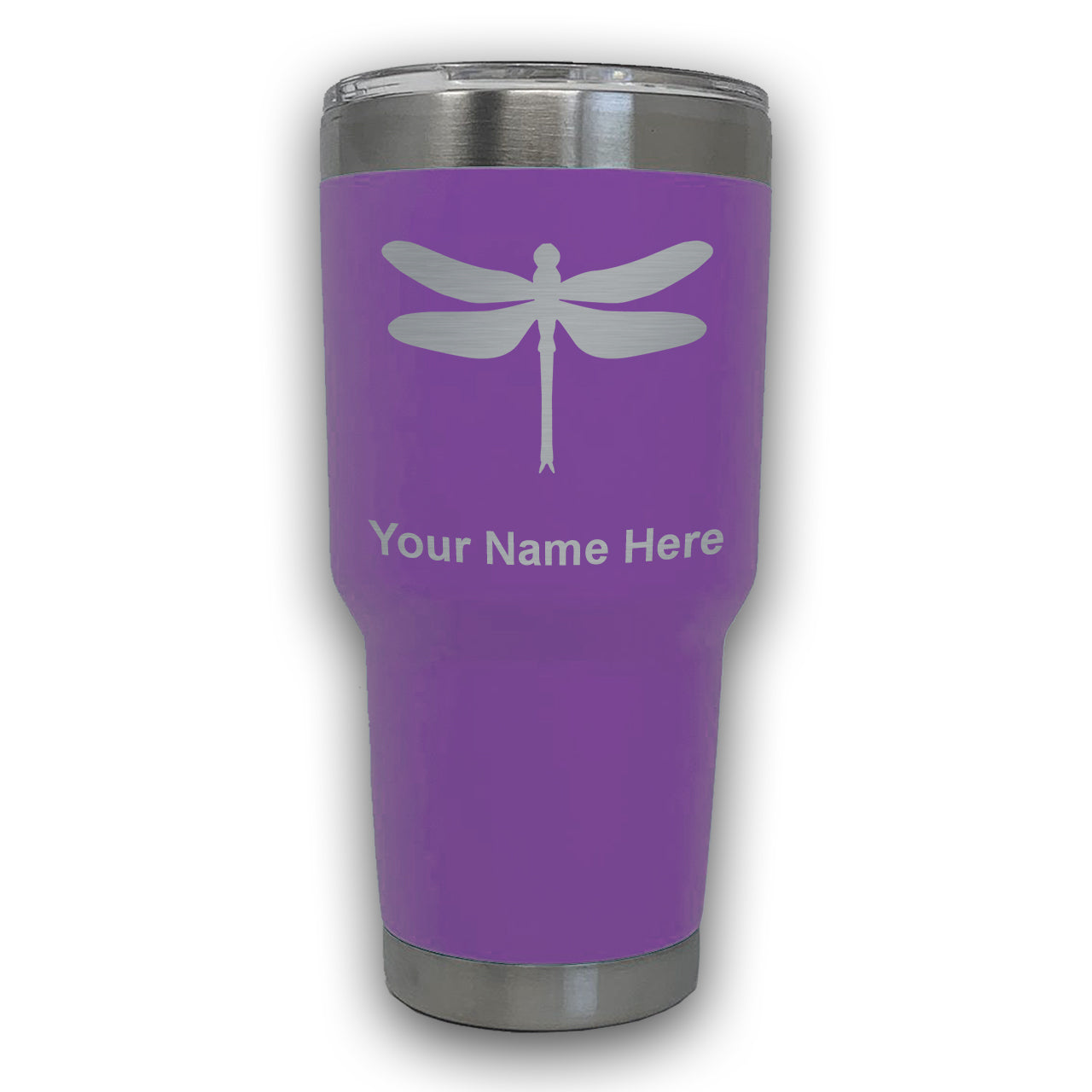 LaserGram 30oz Tumbler Mug, Dragonfly, Personalized Engraving Included