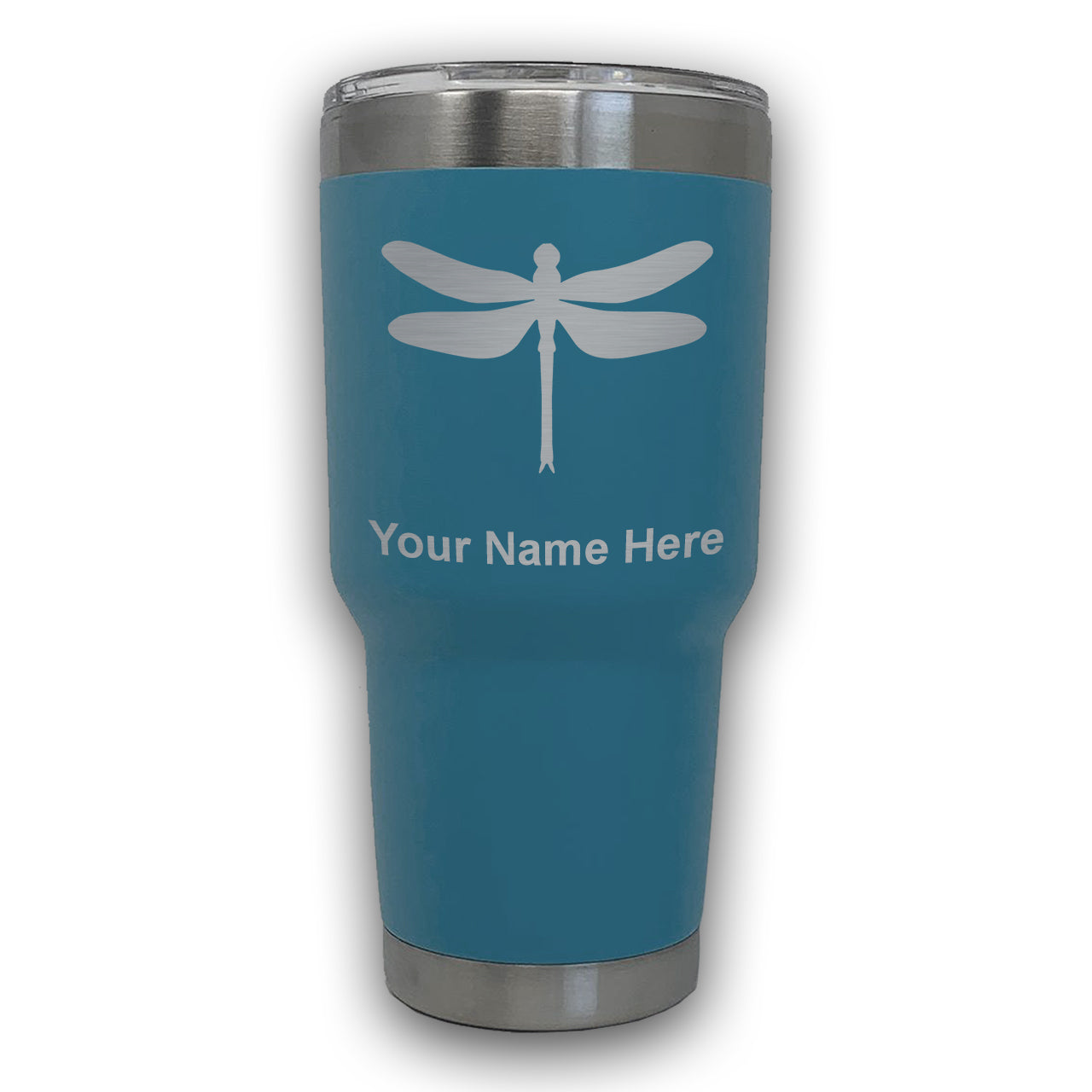 LaserGram 30oz Tumbler Mug, Dragonfly, Personalized Engraving Included