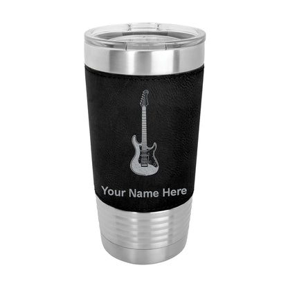 20oz Faux Leather Tumbler Mug, Electric Guitar, Personalized Engraving Included - LaserGram Custom Engraved Gifts