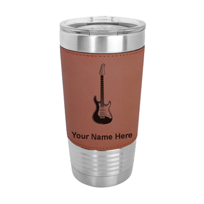 20oz Faux Leather Tumbler Mug, Electric Guitar, Personalized Engraving Included - LaserGram Custom Engraved Gifts