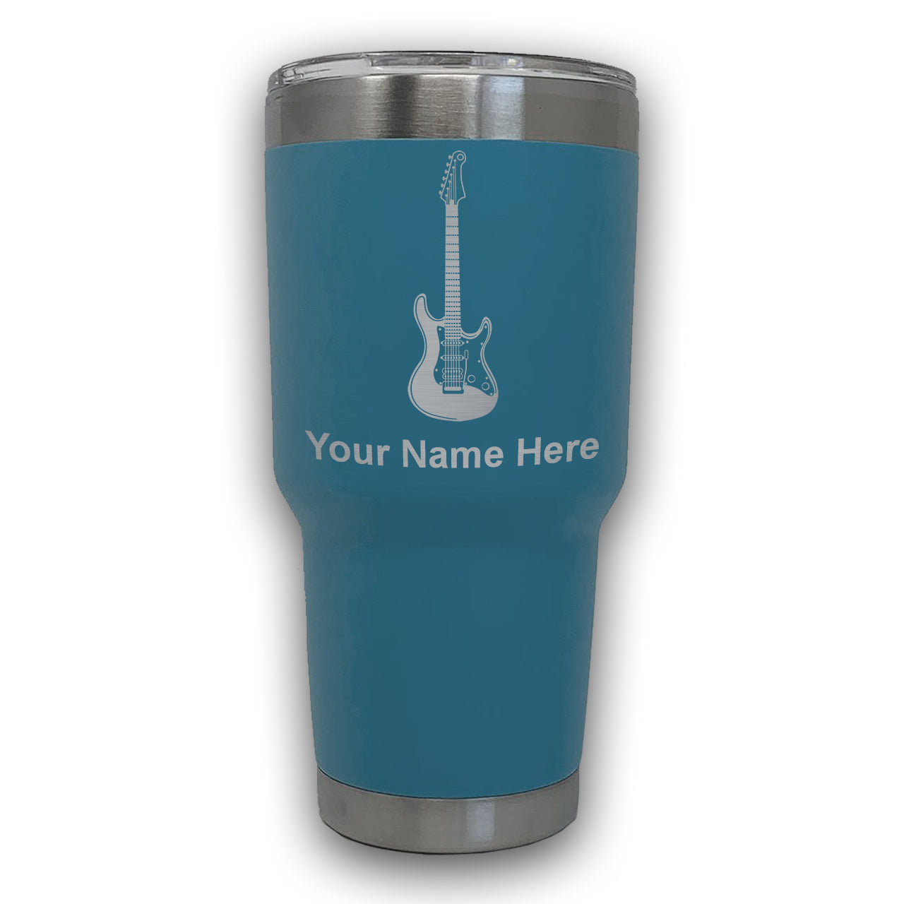 LaserGram 30oz Tumbler Mug, Electric Guitar, Personalized Engraving Included