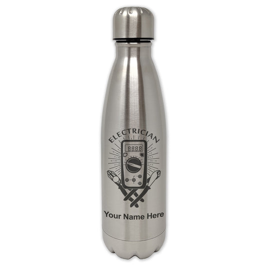 LaserGram Single Wall Water Bottle, Electrician, Personalized Engraving Included