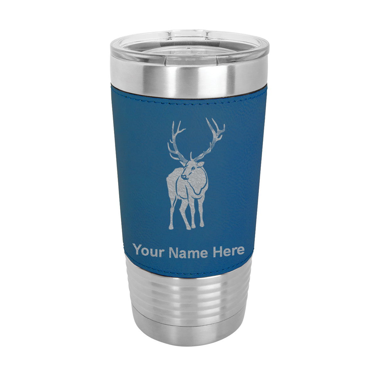 20oz Faux Leather Tumbler Mug, Elk, Personalized Engraving Included - LaserGram Custom Engraved Gifts