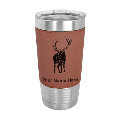 20oz Faux Leather Tumbler Mug, Elk, Personalized Engraving Included - LaserGram Custom Engraved Gifts