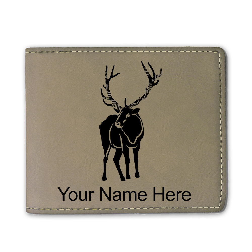 Faux Leather Bi-Fold Wallet, Elk, Personalized Engraving Included