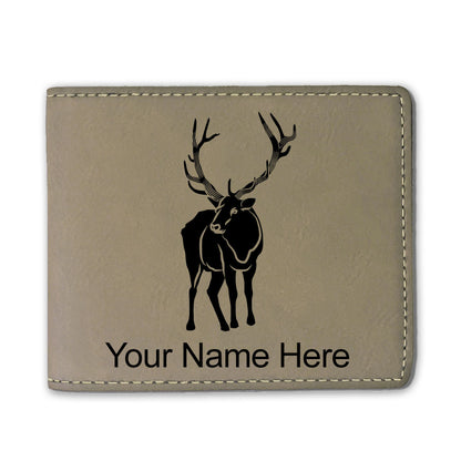 Faux Leather Bi-Fold Wallet, Elk, Personalized Engraving Included