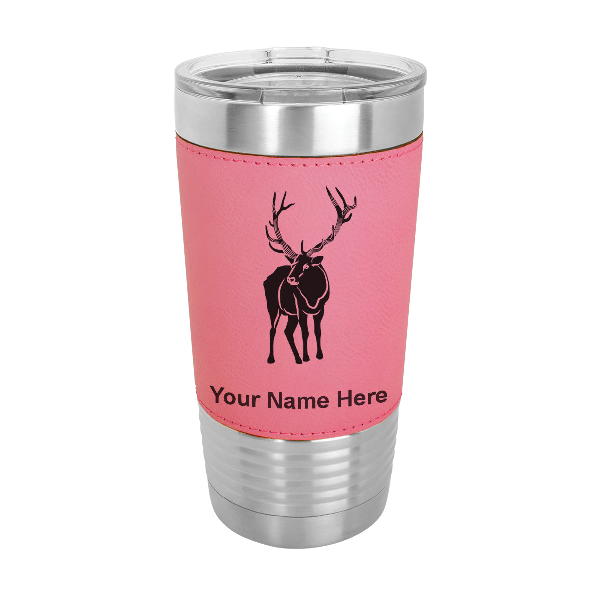 20oz Faux Leather Tumbler Mug, Elk, Personalized Engraving Included - LaserGram Custom Engraved Gifts