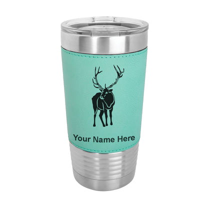 20oz Faux Leather Tumbler Mug, Elk, Personalized Engraving Included - LaserGram Custom Engraved Gifts