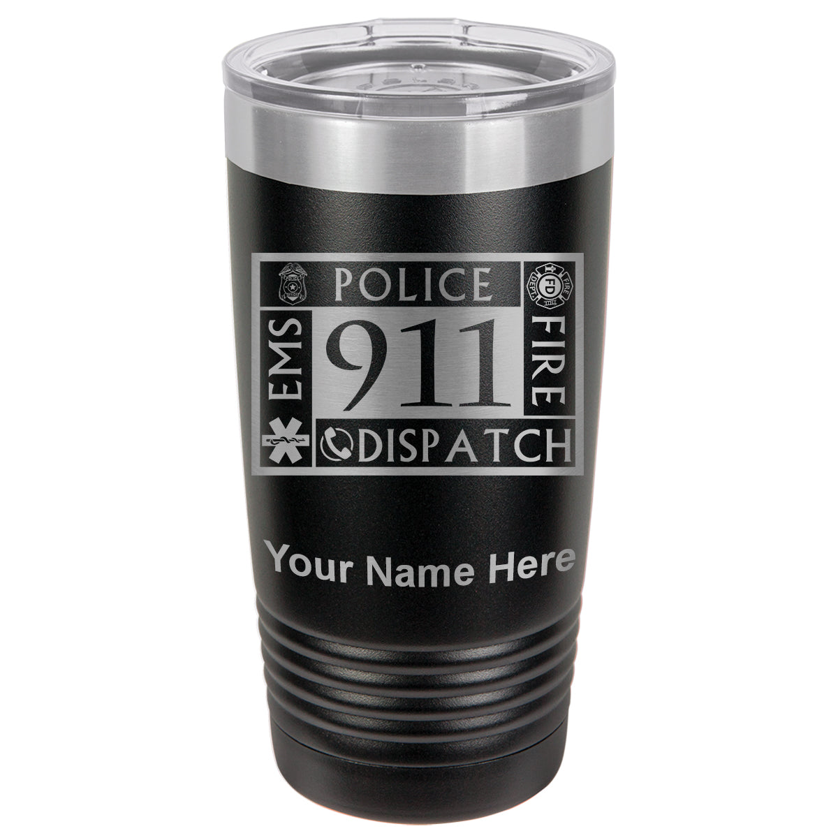 20oz Vacuum Insulated Tumbler Mug, Emergency Dispatcher 911, Personalized Engraving Included