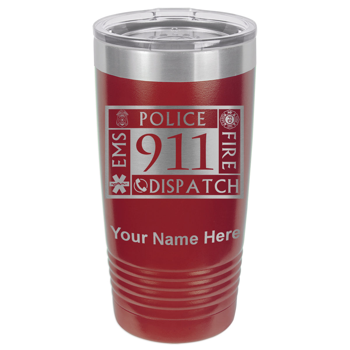 20oz Vacuum Insulated Tumbler Mug, Emergency Dispatcher 911, Personalized Engraving Included