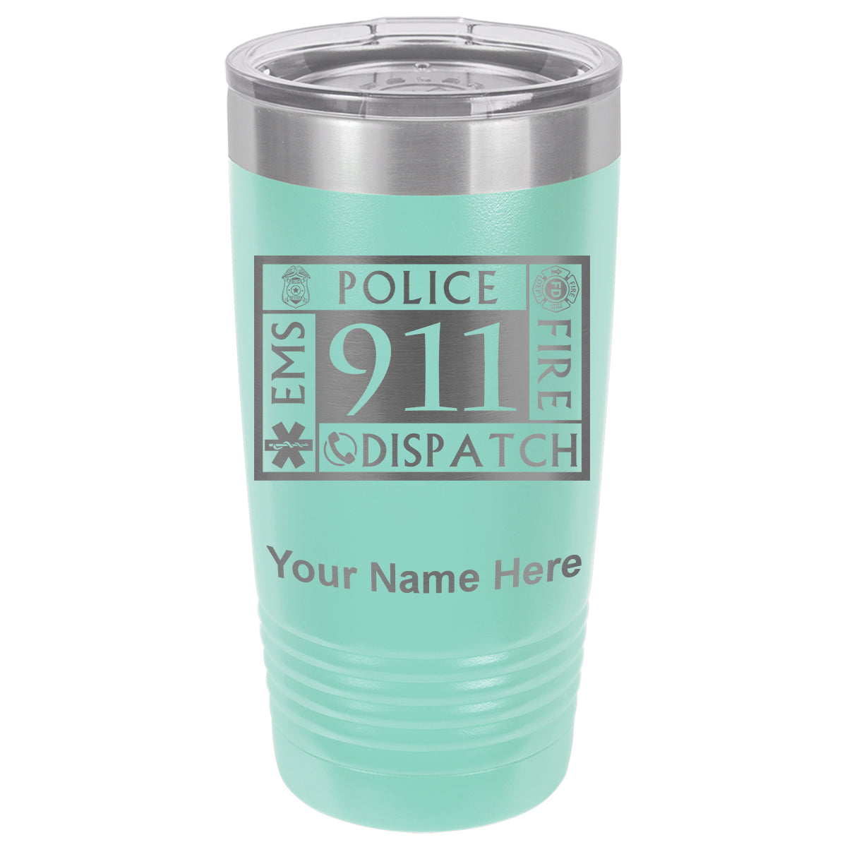 20oz Vacuum Insulated Tumbler Mug, Emergency Dispatcher 911, Personalized Engraving Included