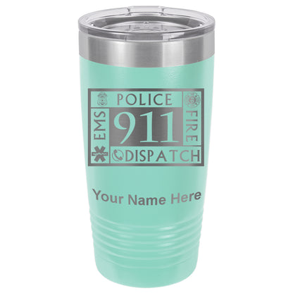 20oz Vacuum Insulated Tumbler Mug, Emergency Dispatcher 911, Personalized Engraving Included