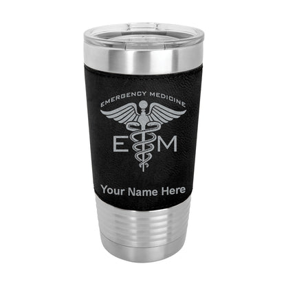 20oz Faux Leather Tumbler Mug, Emergency Medicine, Personalized Engraving Included - LaserGram Custom Engraved Gifts
